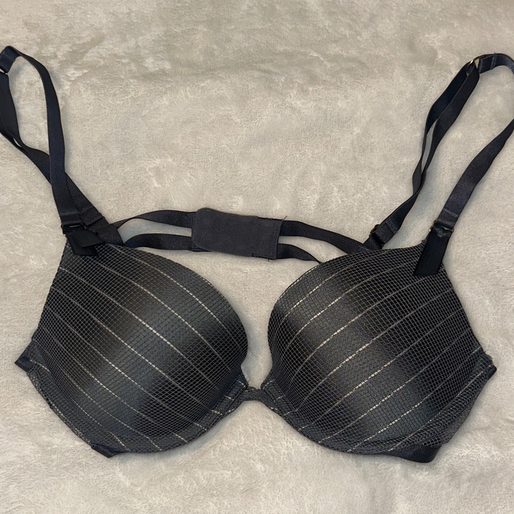 Victoria's Secret Dark Gray Striped Bra